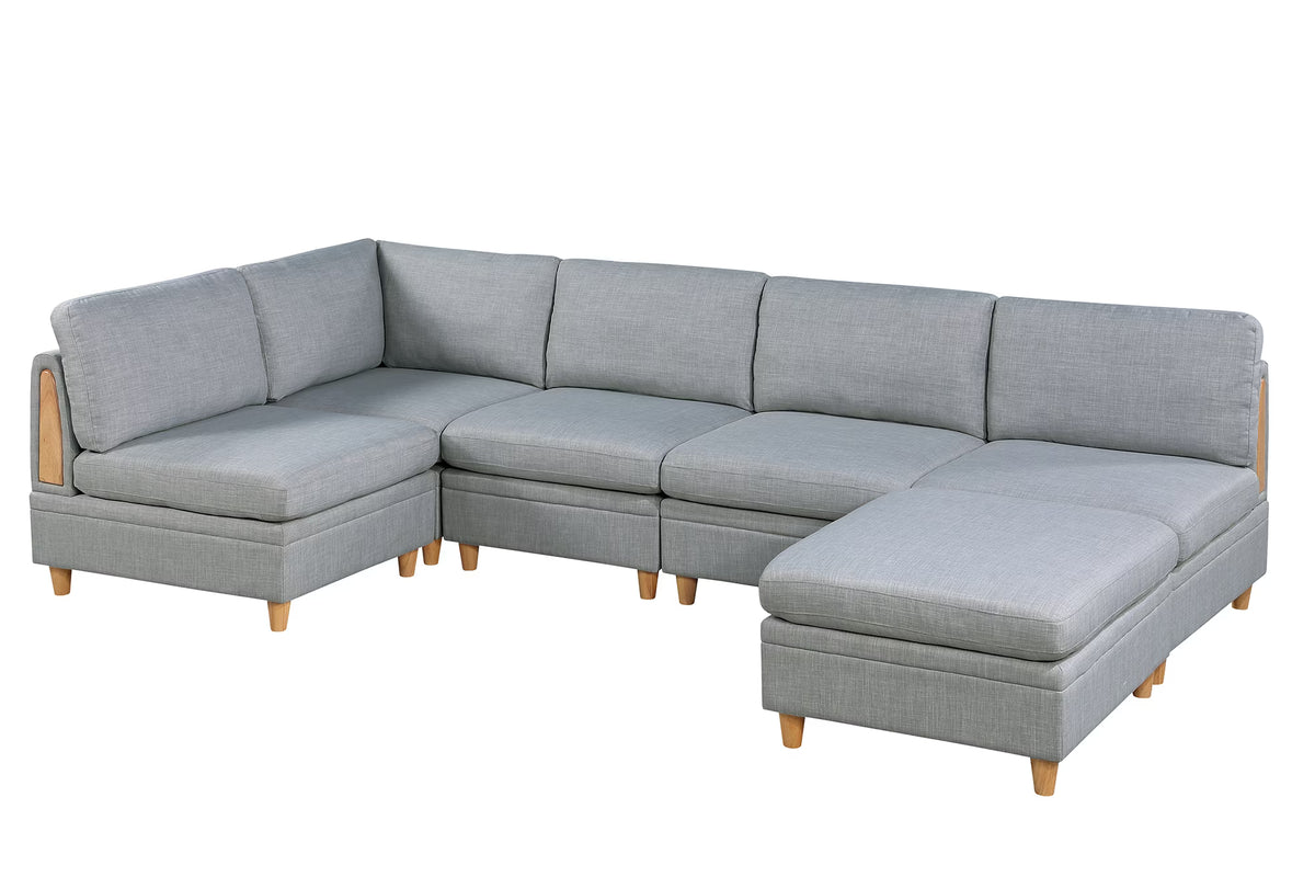 6 Pcs Modular Sofa Set Light Gray F7461