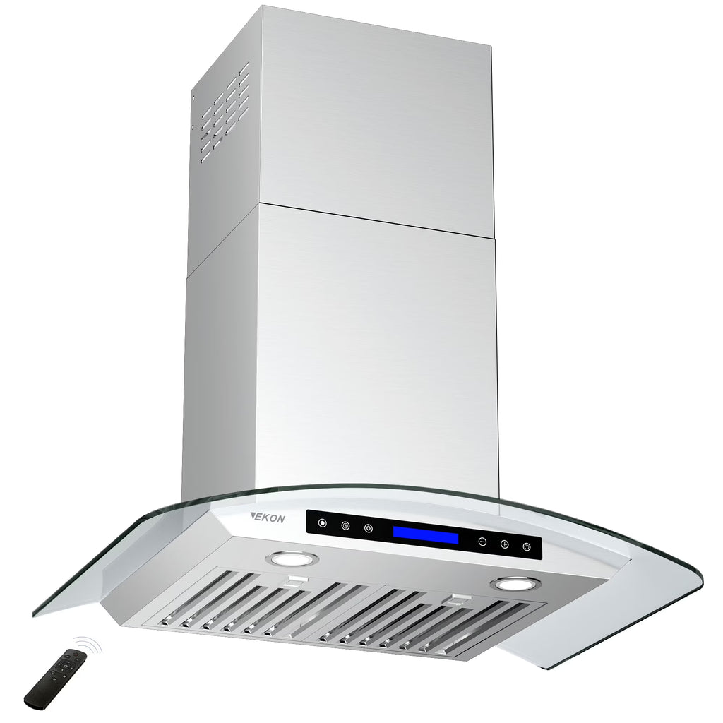 36 Inches Tempered Glass Ducted Wall Mount Range Hood T9780