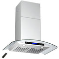 36 Inches Tempered Glass Ducted Wall Mount Range Hood T9780