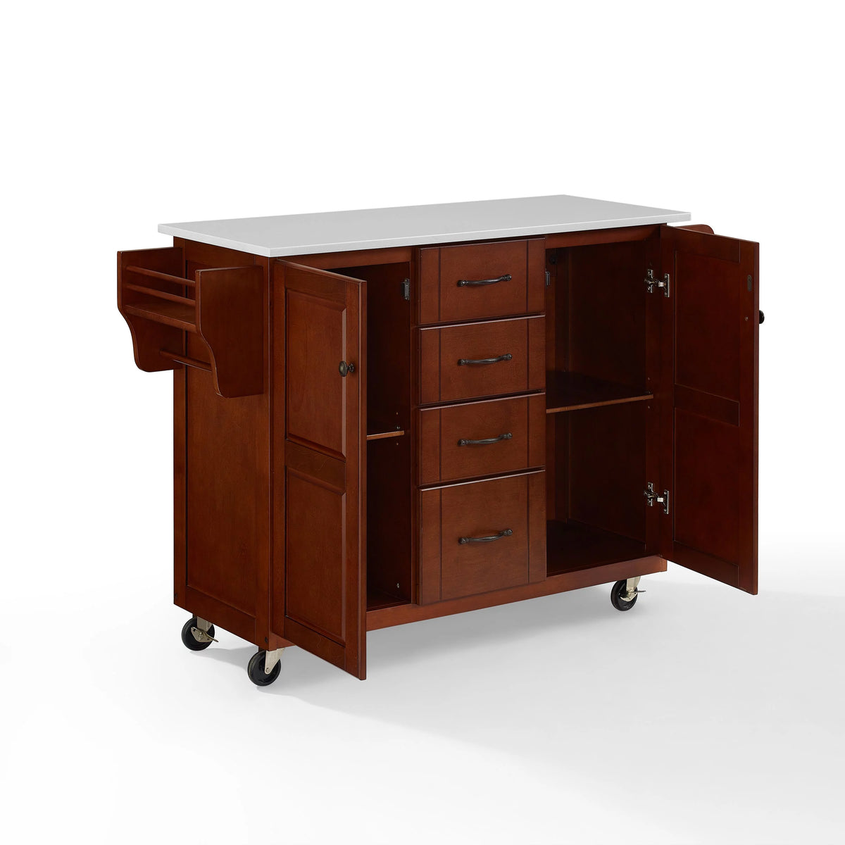 White Granite Top Kitchen Cart Y6369