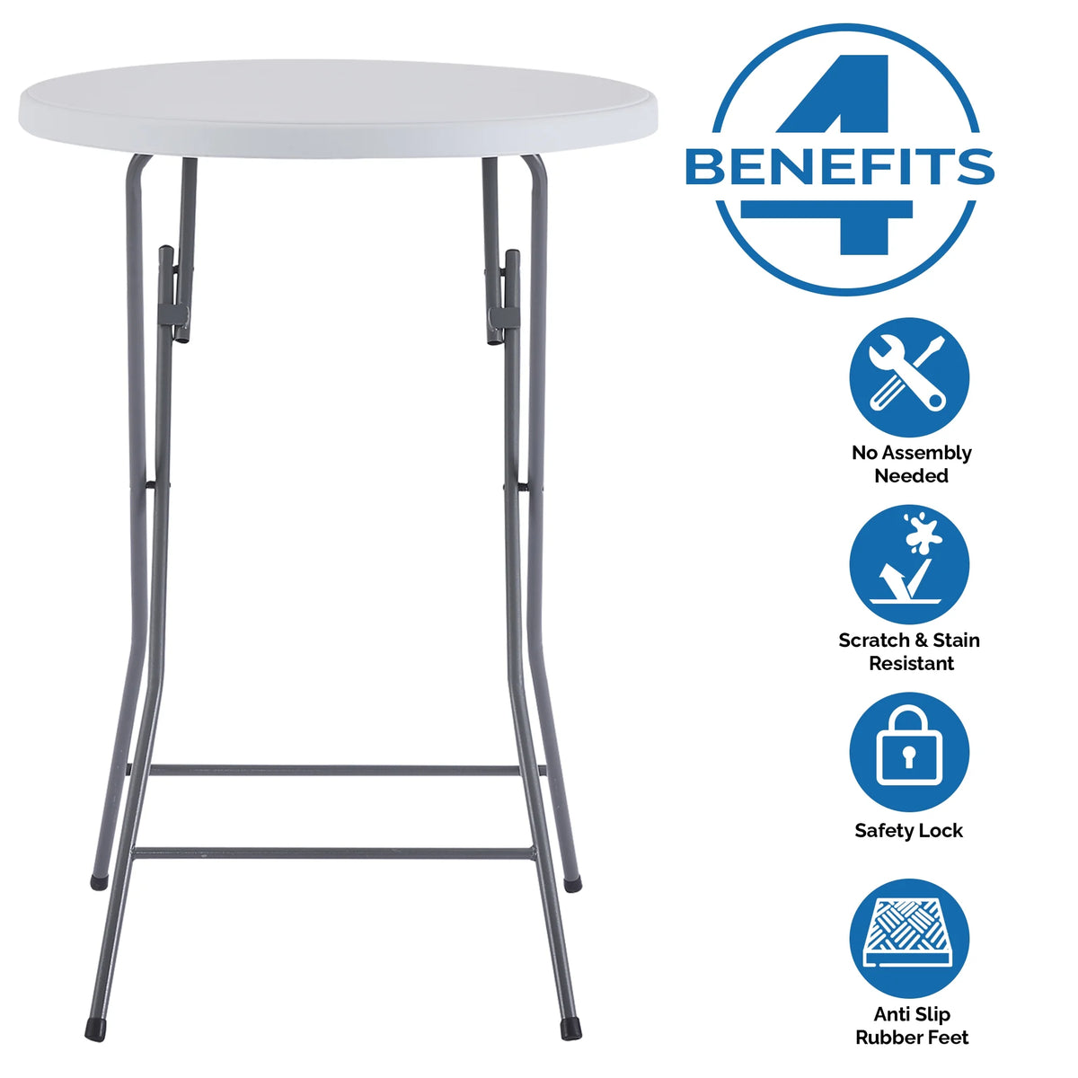 White Round Folding Resin Cocktail Table Z627