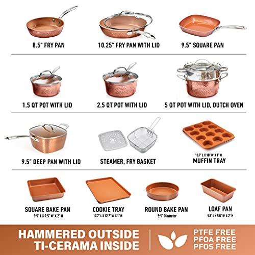 15 Pc Non Stick Copper Ceramic Cookware Set L82093