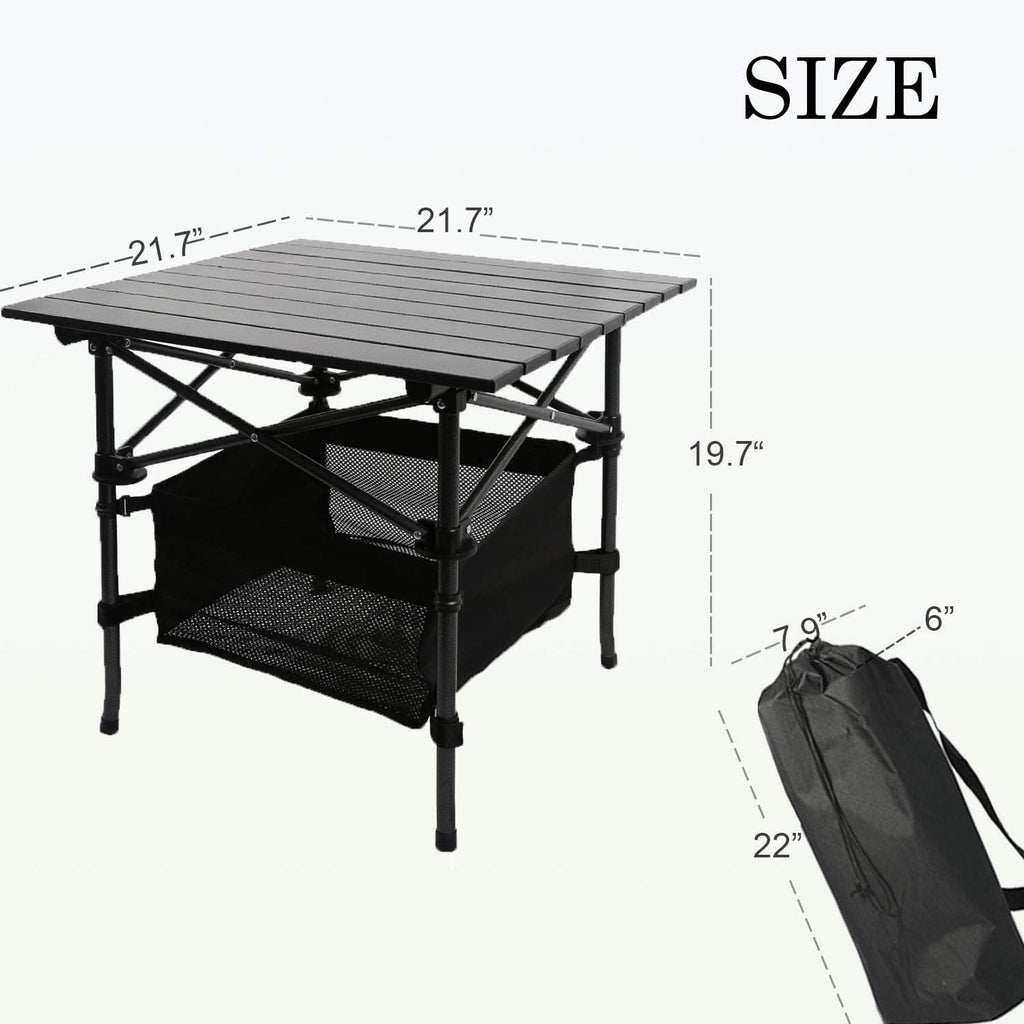 Height Adjustable Aluminum Folding Camping Table with Carry Bag H13745
