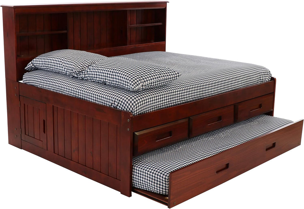 Full Bookcase Daybed with 3 Drawers & Trundle Merlot U431178