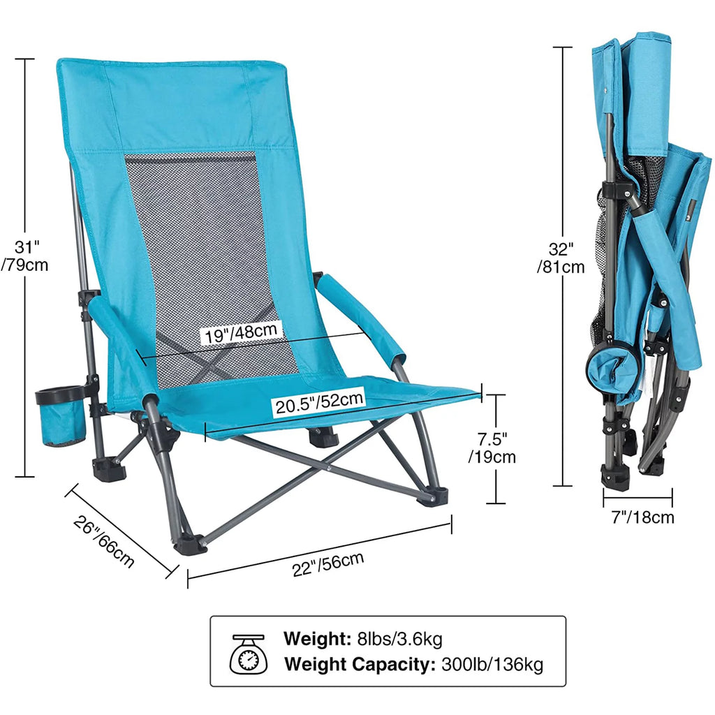 Light Blue Folding Beach Chair 2 Pack J87652