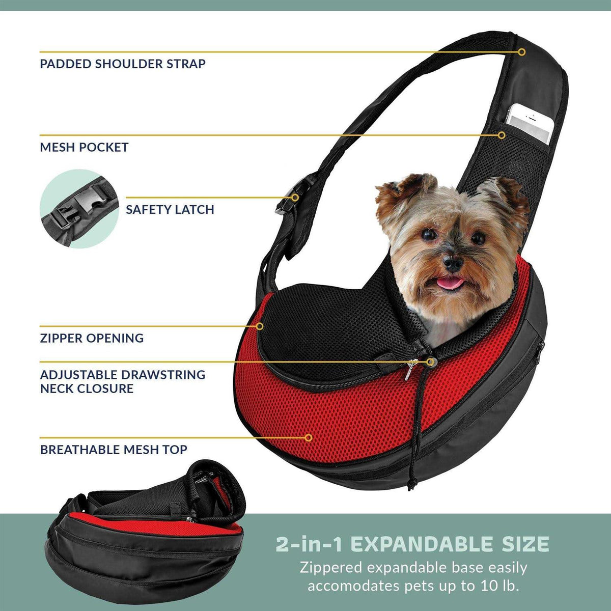 Expandable Pet Carrier Sling Bag C9206