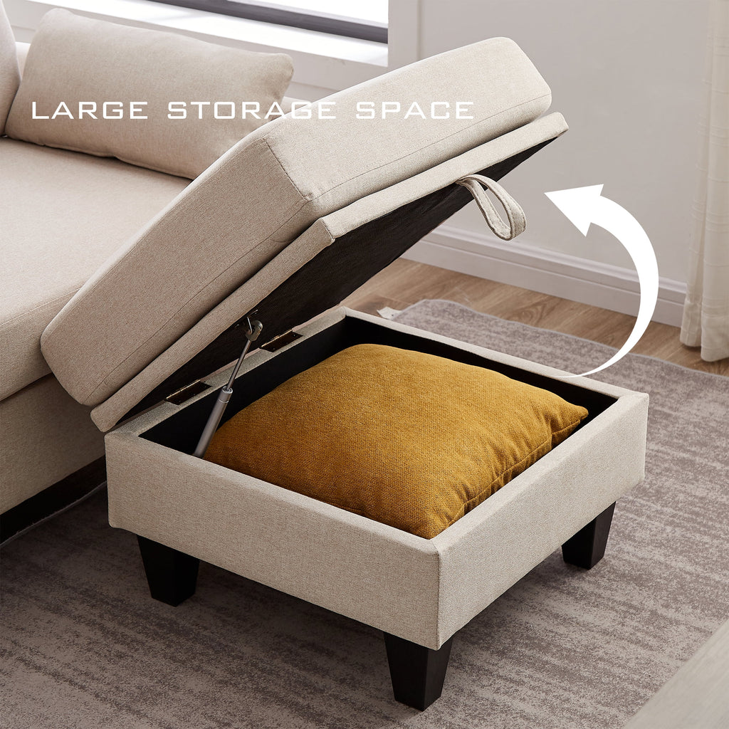 Modern Sectional Sofa with Reversible Chaise L Shaped 4-Seat Convertible Sofa B44247