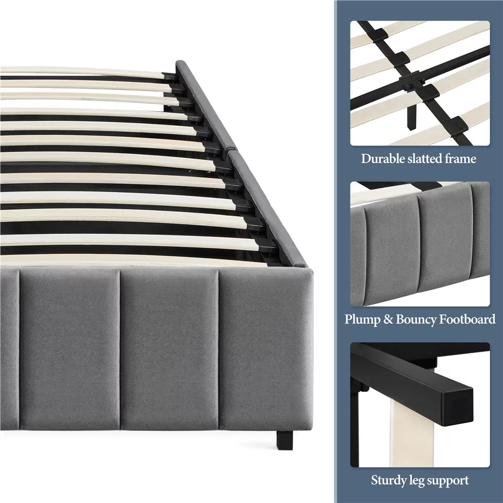 Queen Size Upholstered Storage Bed with 4 Drawers J1877