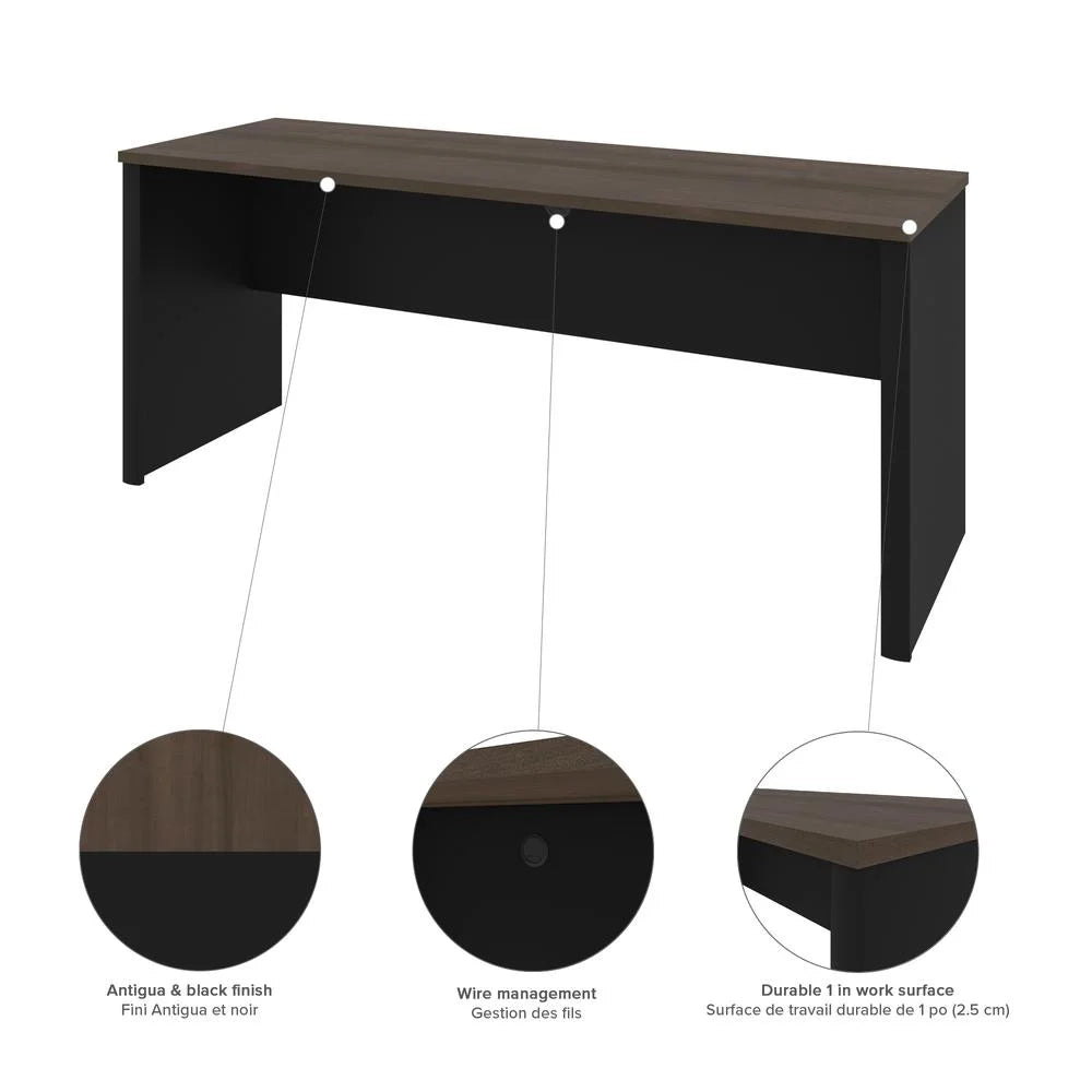4 Piece L Shaped Computer Desk in Antigua and Black J838555