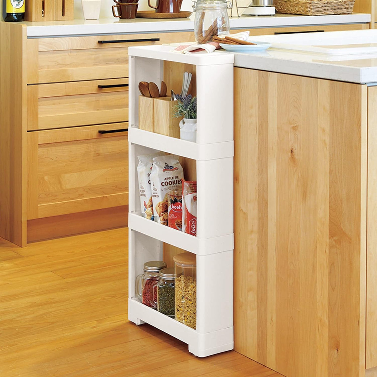 White 4 Tiers Slim Rolling Storage Cart M91733