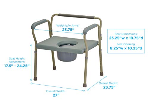 Grey Heavy Duty Bariatric Commode Chair with Drop-Arm R31585