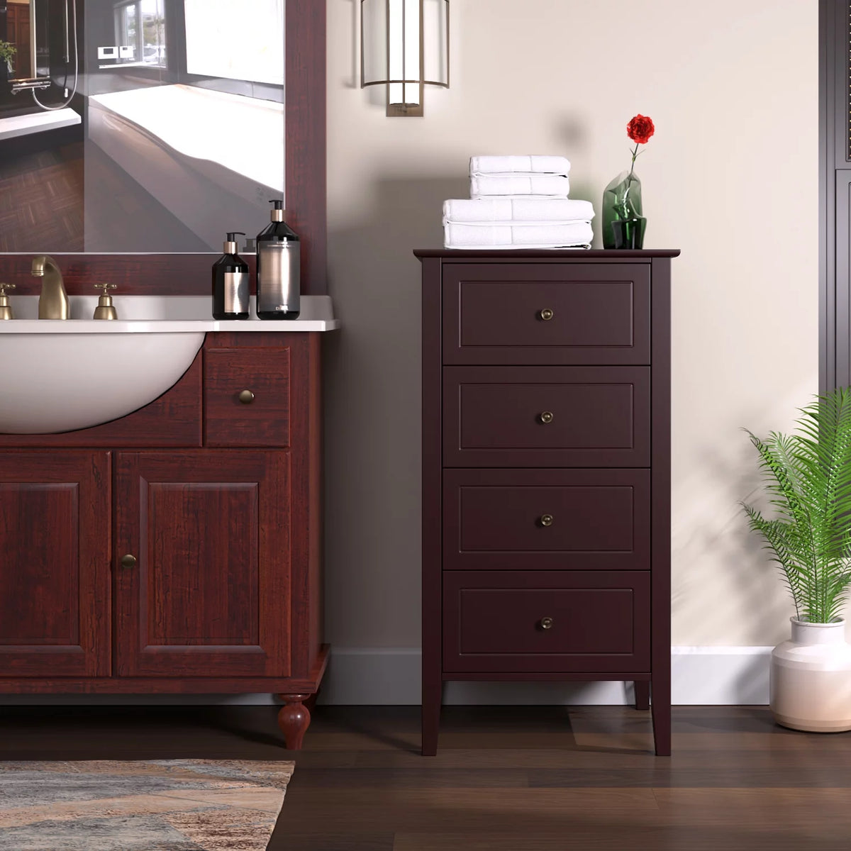 White 4 Drawer Wood Dresser W840229