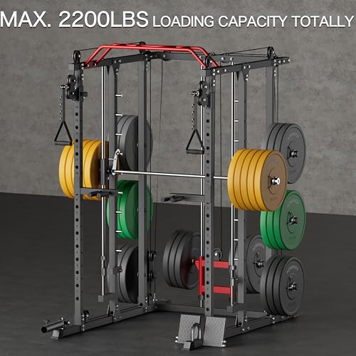 Deep Squat Machine with Cable Crossover System and Squat Rack Power Cage A6292