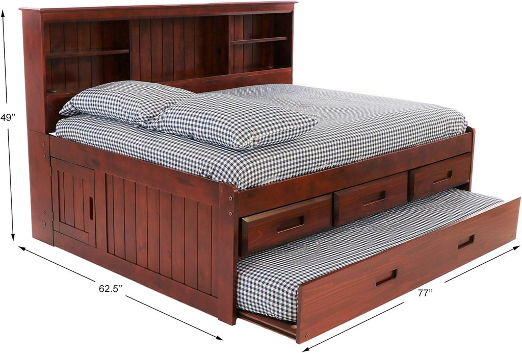 Full Bookcase Daybed with 3 Drawers & Trundle Merlot U431178