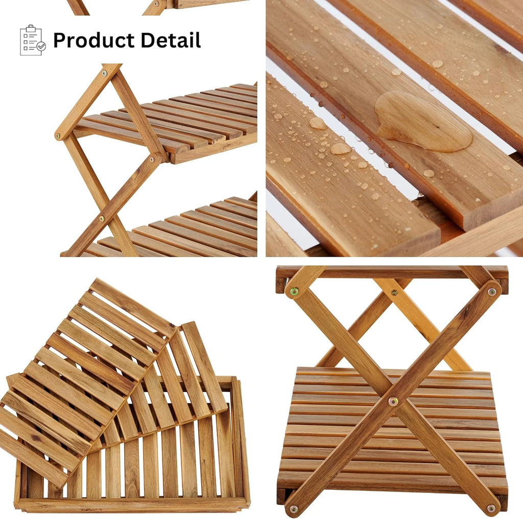 3 Tier Acacia Wood Folding Shelf B2479