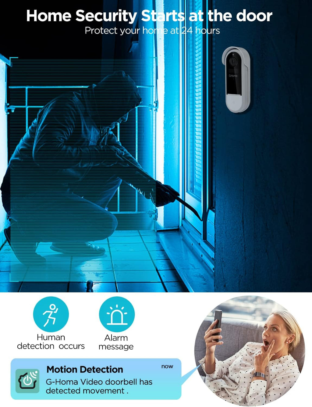 Wireless Wi-Fi Video Doorbell Camera with Motion Detector Z44806
