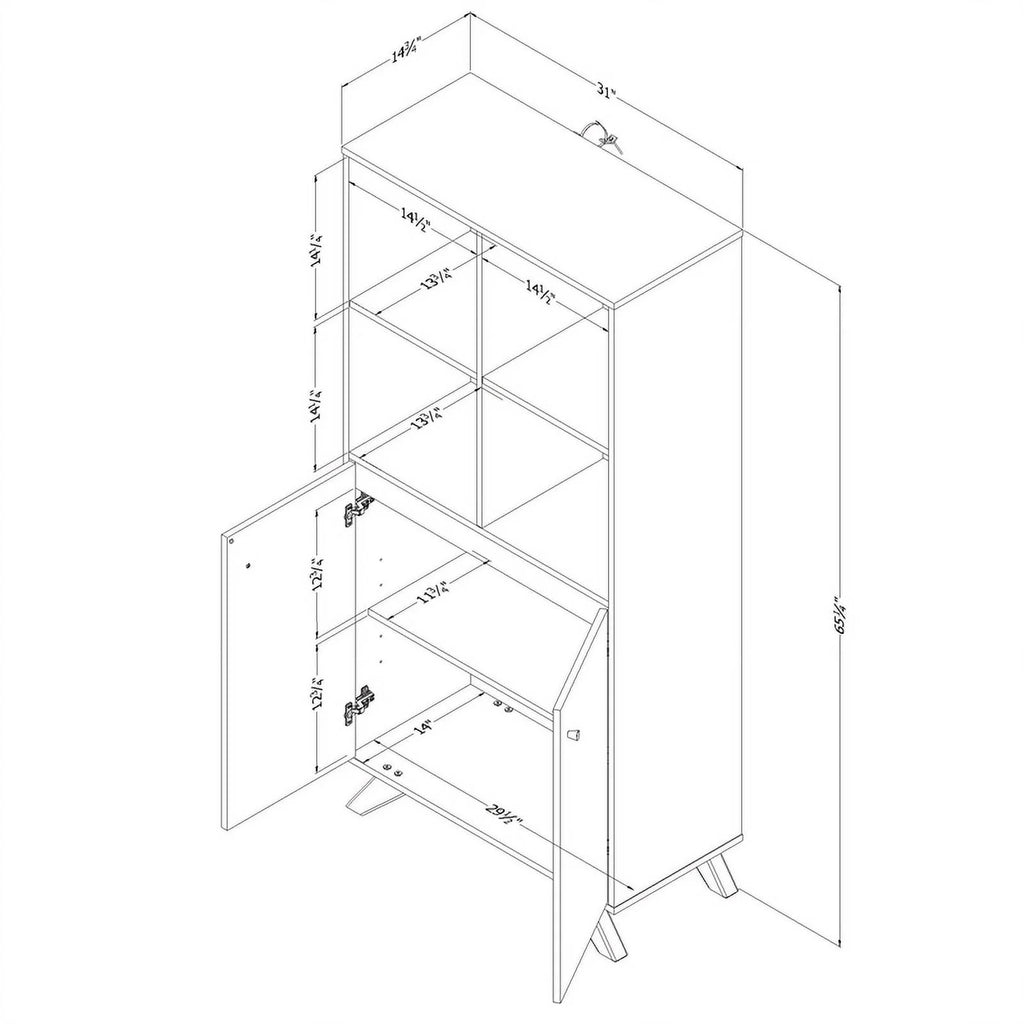Contemporary Bookcase with 2 Doors & 4 Open Storage Spaces I2773