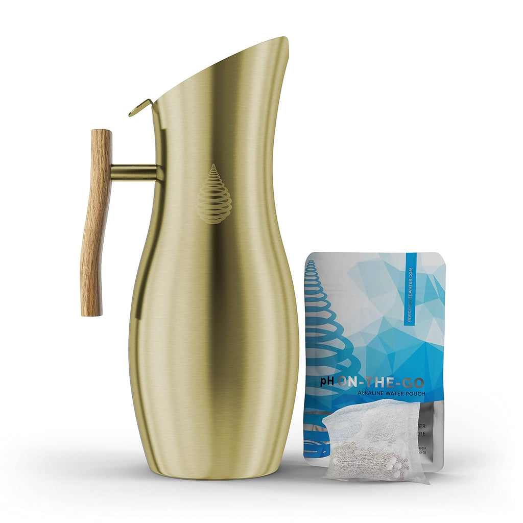 Gold Stainless Steel Alkaline Water Pitcher, 64oz 1.9L, Pack of 2 K793