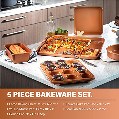 15 Pc Non Stick Copper Ceramic Cookware Set L82093