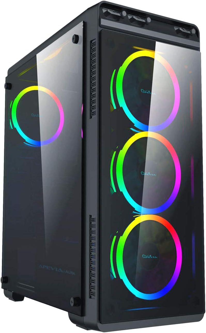 Black Mid Tower Gaming Case with 4 RGB Fans D5486