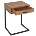Brown Wood C-Table with Drawer P628