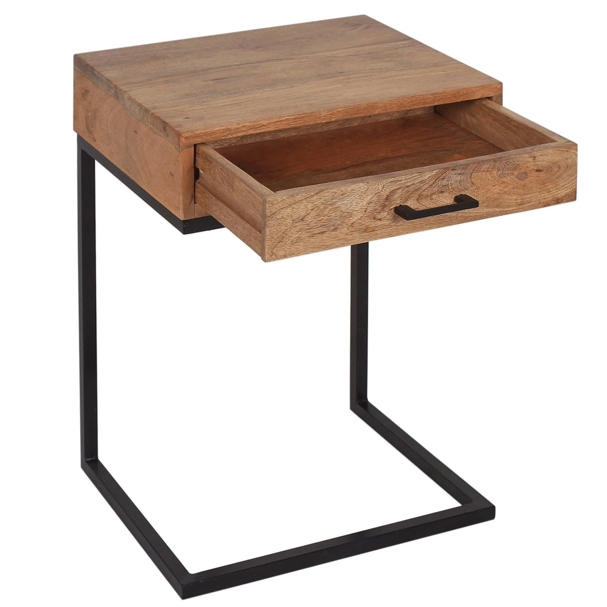 Brown Wood C-Table with Drawer P628