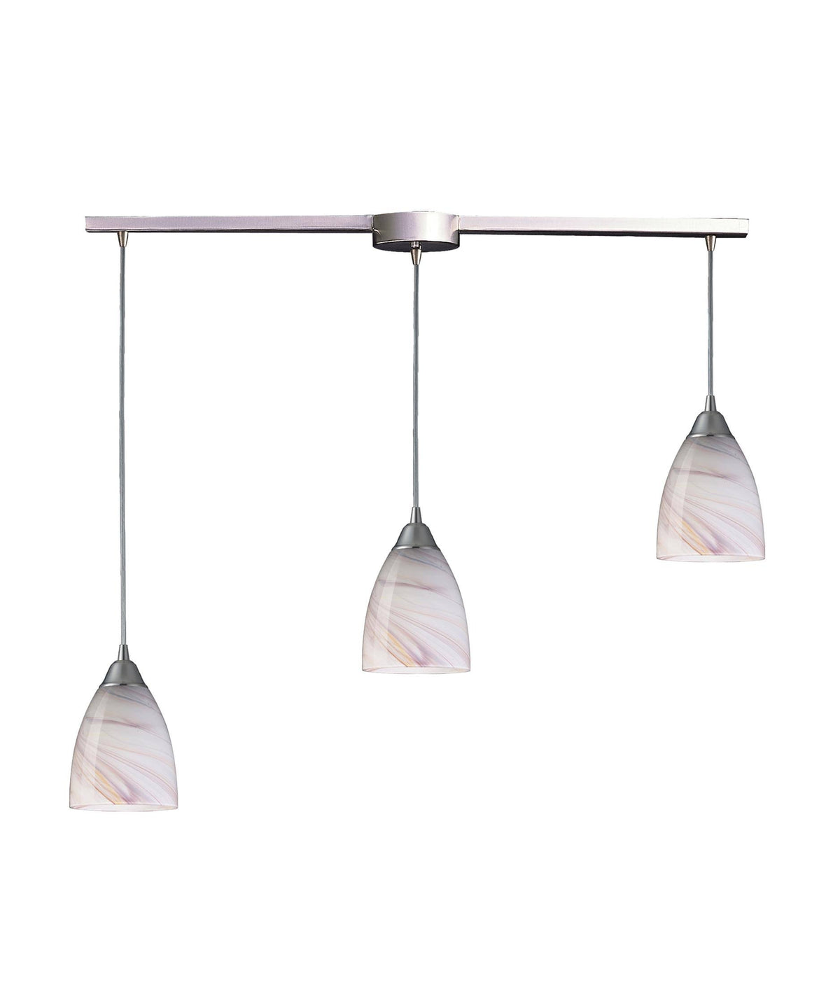3 Light Pendant in Satin Nickel and Creme Glass F3675