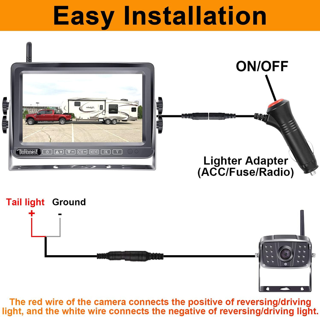 HD 1080P Wireless Backup Camera with 7" Touch Key Monitor E1751