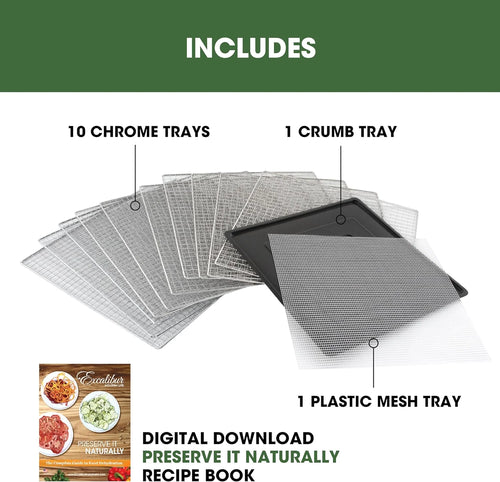 10-Tray Electric Food Dehydrator with Adjustable Temperature Control, 800-Watts, Black Q48753