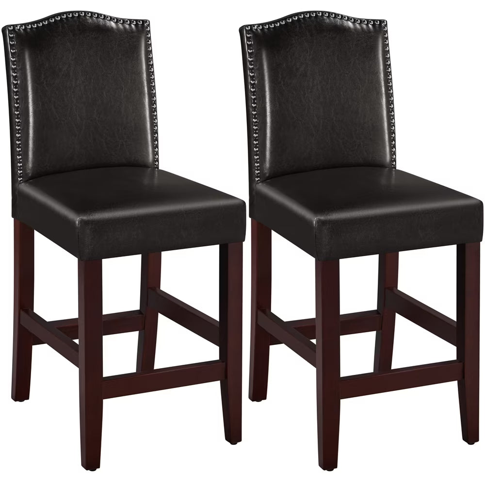 Brown Faux Leather Counter Bar Stools C555
