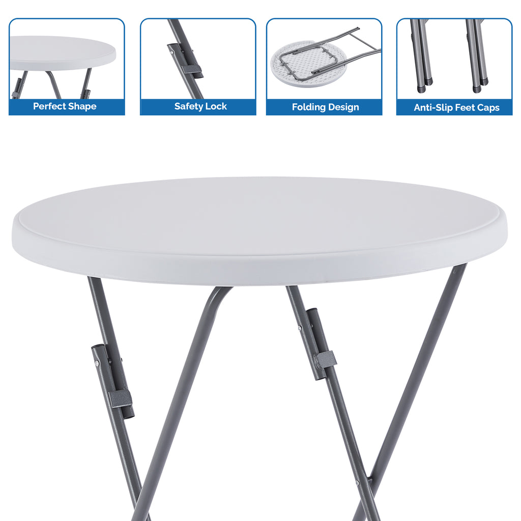 White Round Folding Resin Cocktail Table Z627