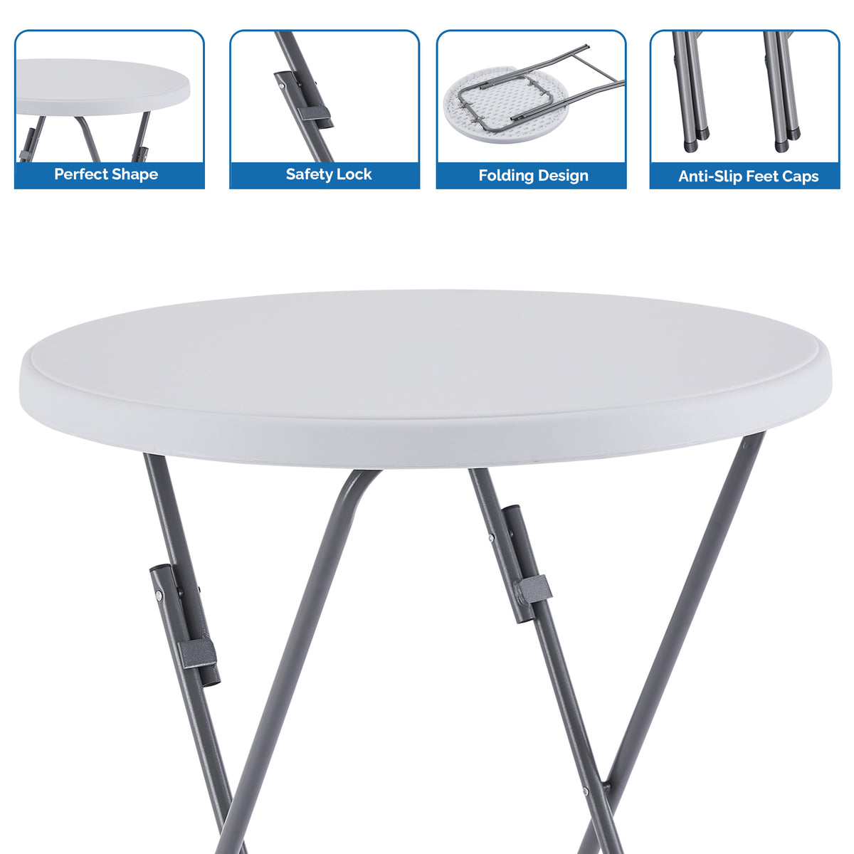 White Round Folding Resin Cocktail Table Z627