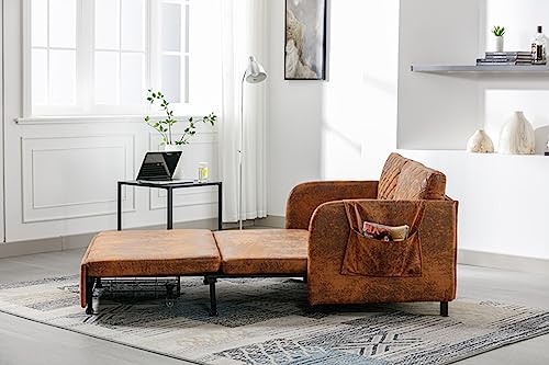 Light Grey Velvet Convertible Sleeper Sofa Bed T73390