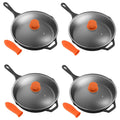 12x22 Pre Seasoned Nonstick Cast Iron Frying Pan with Lid 4 Pack E5887