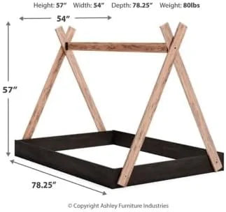 Full Natural Wood & White Tent Bed Frame F77957