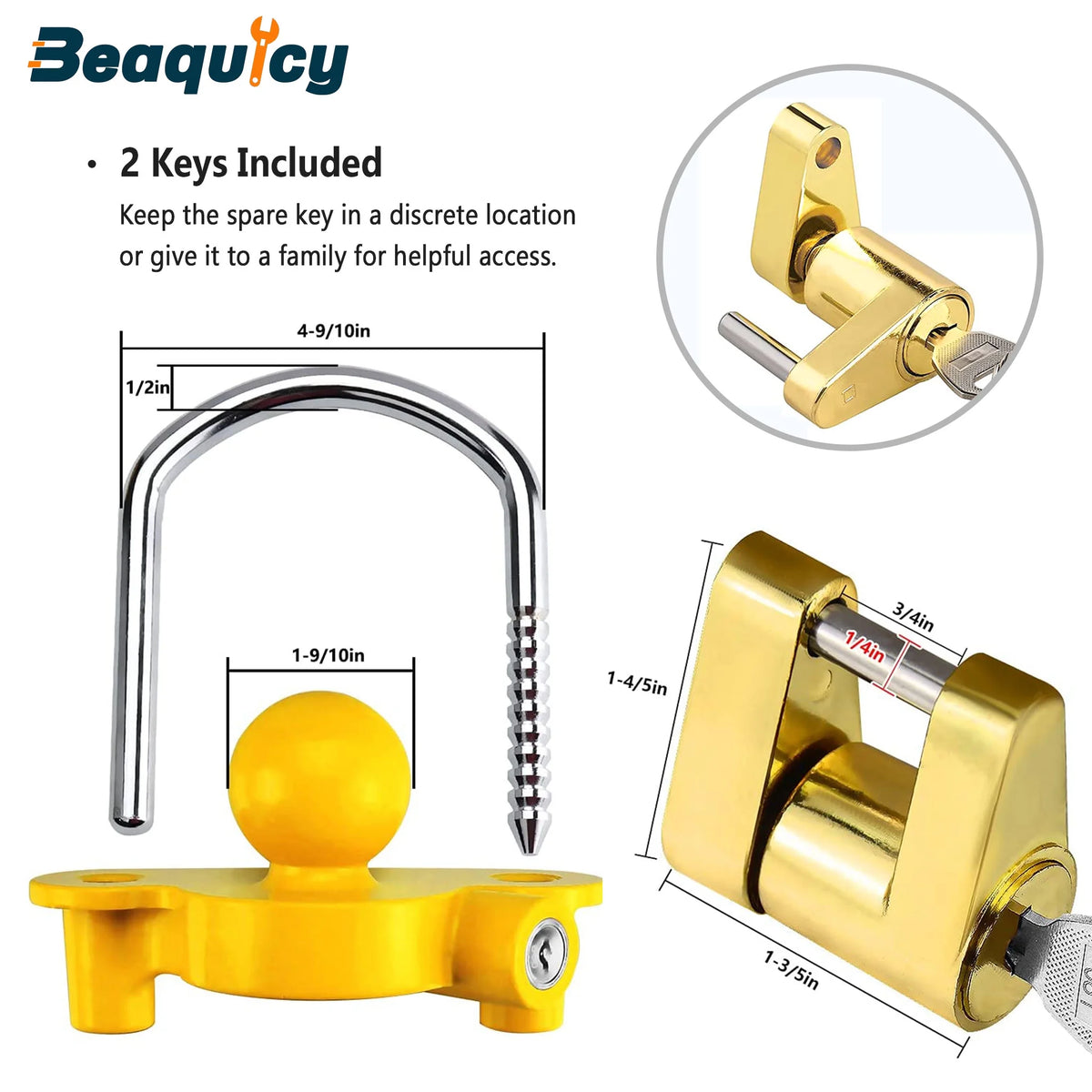 Trailer Hitch Security Lock Set with Pin Lock, Share 2 Keys R754679