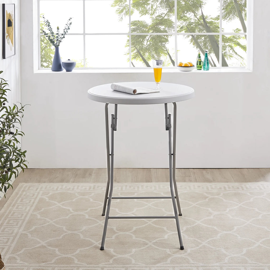 White Round Folding Resin Cocktail Table Z627