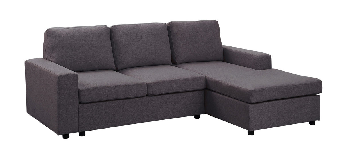 Dark Gray Linen Sofa with Reversible Chaise Y313