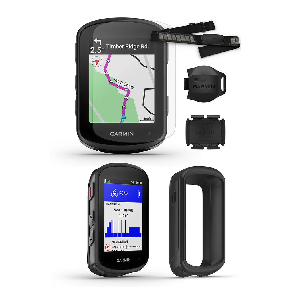 Bike GPS Computer with Speed/Cadence Sensors, HRM-Dual Chest Strap, Silicone Case & Screen Protectors E39067