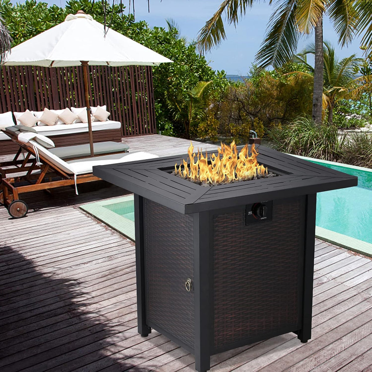 50,000 BTU Rectangular Steel Fire Pit Table G512295
