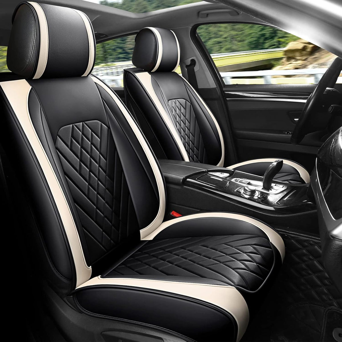 Grey Leather Car Seat Cover 2 Pcs N383