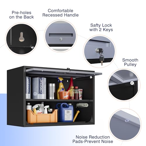 Black Metal Wall Mounted Storage Cabinet with Doors and Shelves Q487