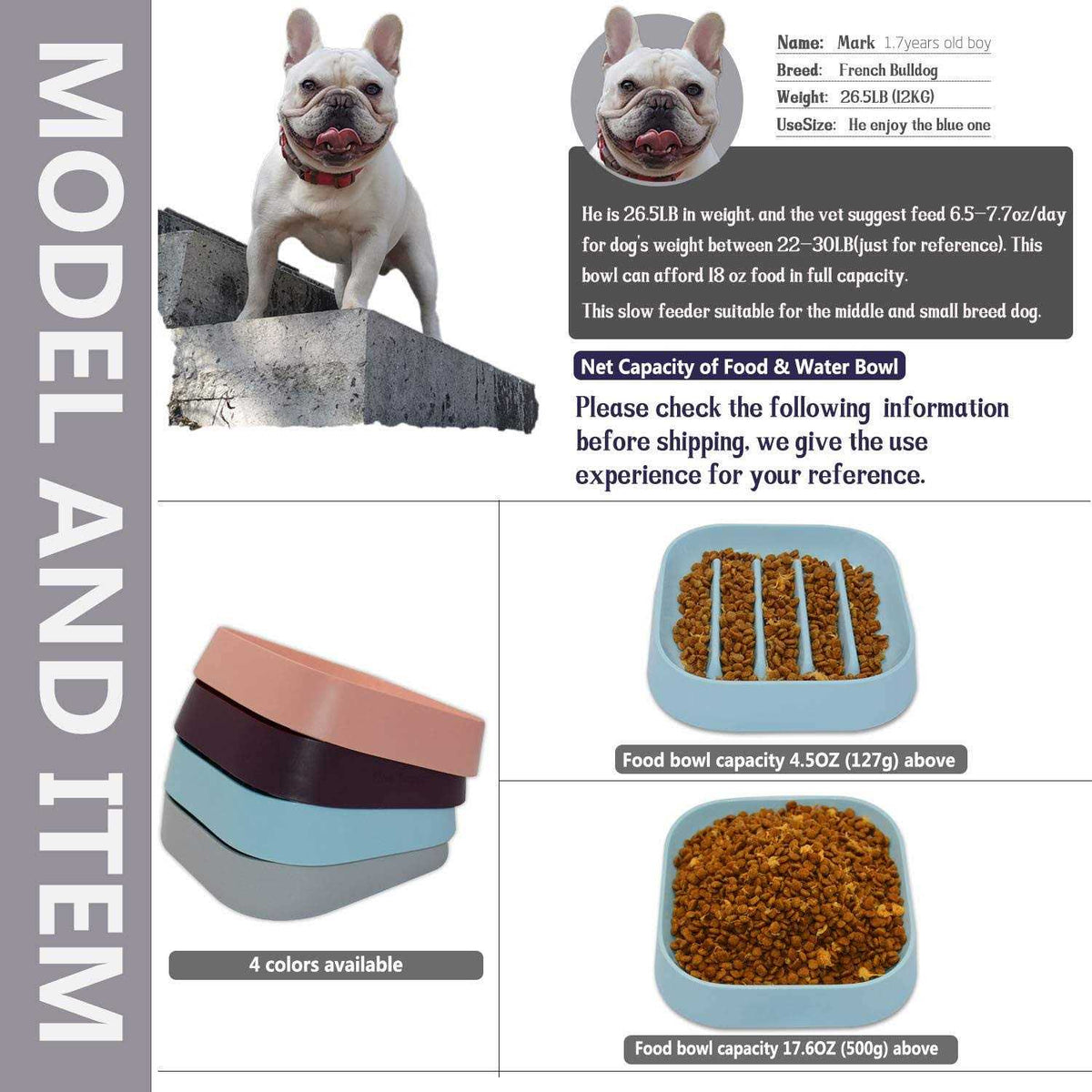 Slow Feeding Dog Bowl Striped Pattern Q850