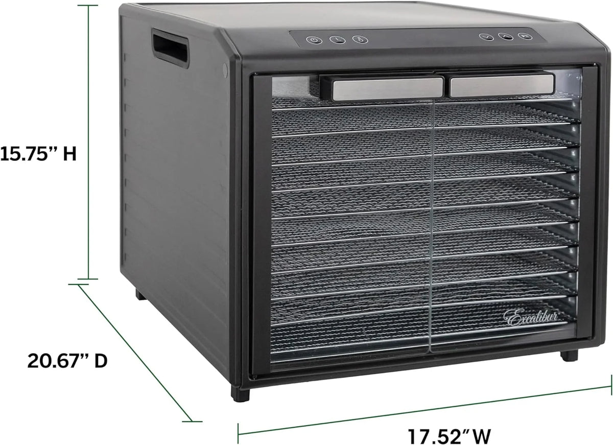 10-Tray Electric Food Dehydrator with Adjustable Temperature Control, 800-Watts, Black Q48753