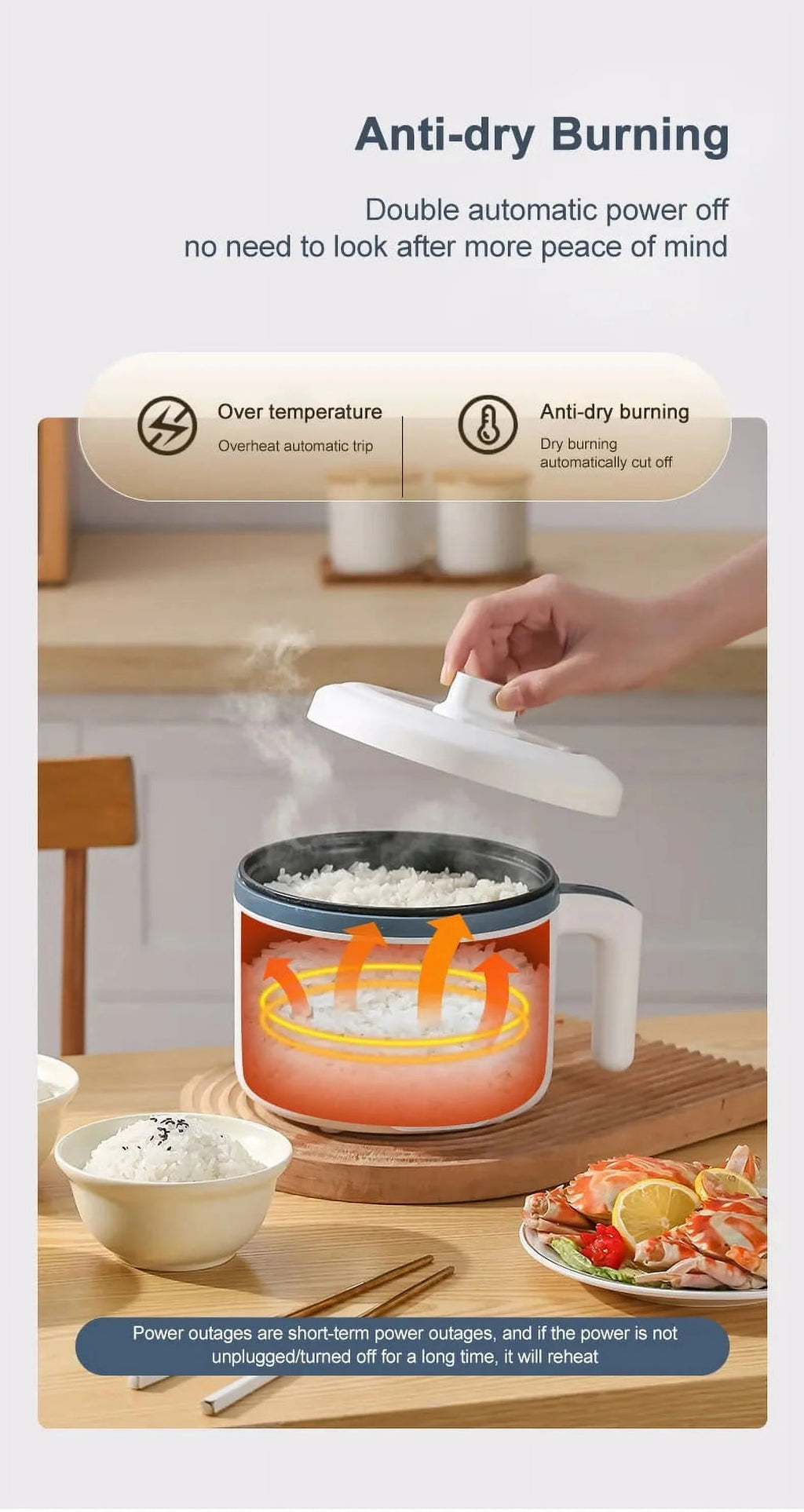 220V Electric Rice Cooker Double Layer Non-Stick Hotpot Pan L958680