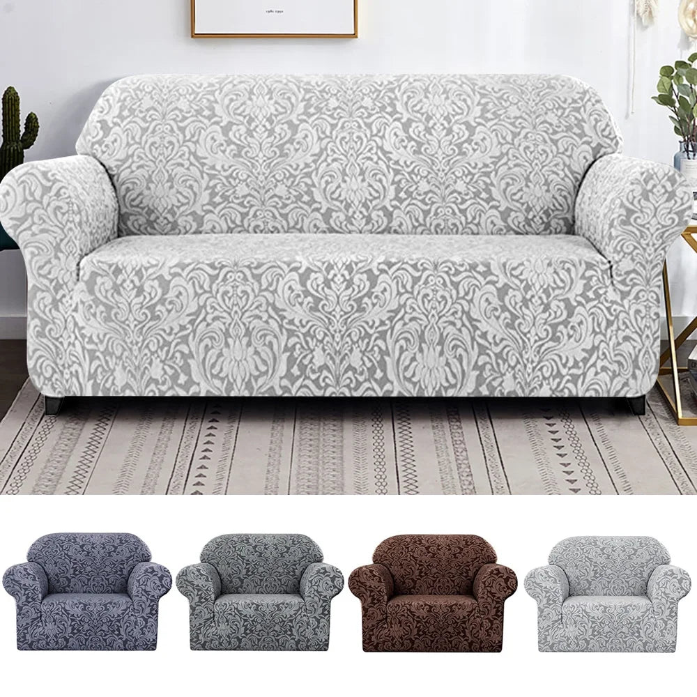 Jacquard Stretch Spandex Floral Pattern Anti-Slip Couch Slipcover W274