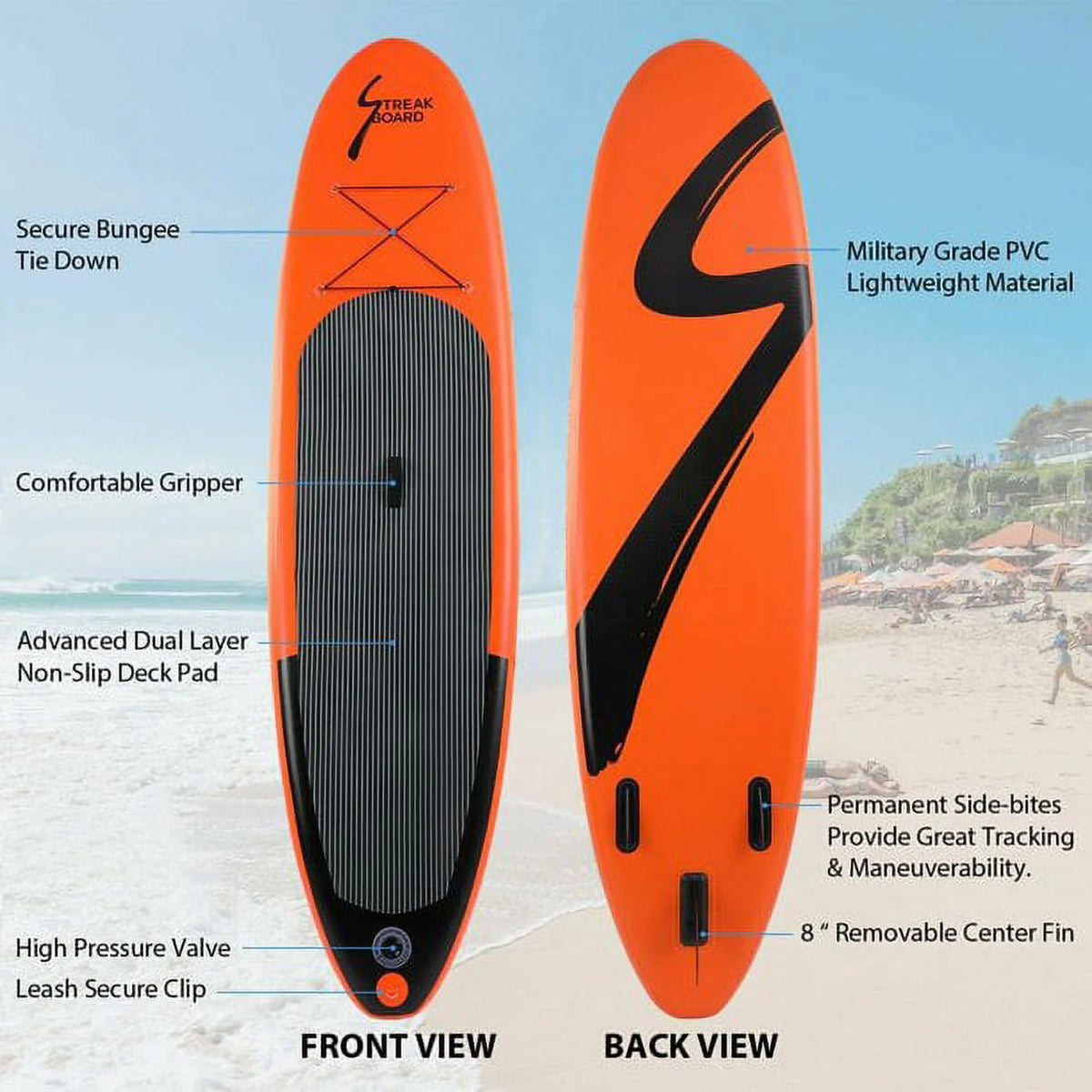 10' Inflatable Stand Up Paddle Board with Paddle, Leash, Pump & Backpack L260