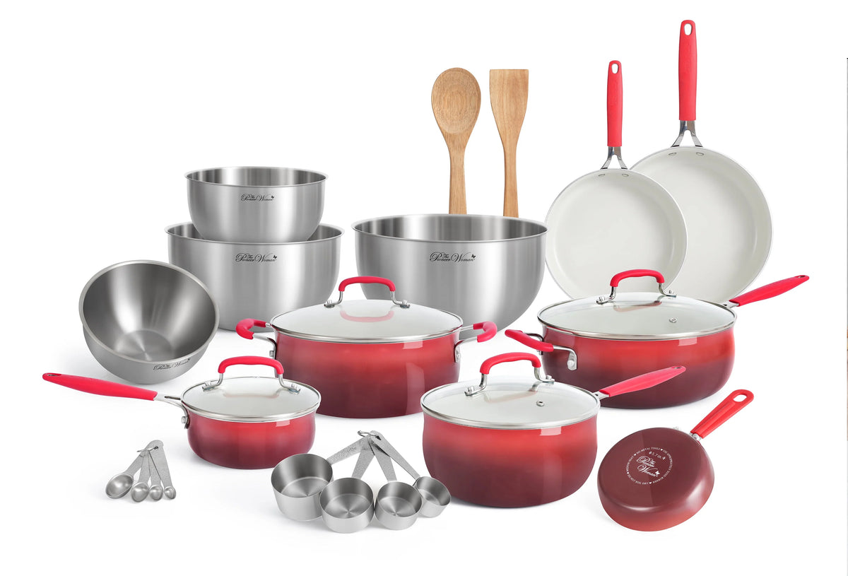 25 Piece Ceramic Nonstick Aluminum Cookware Set C26991