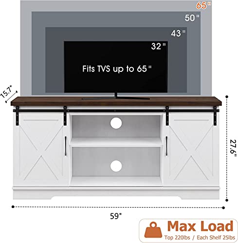 White Tall TV Stand with Storage and Shelves W82365