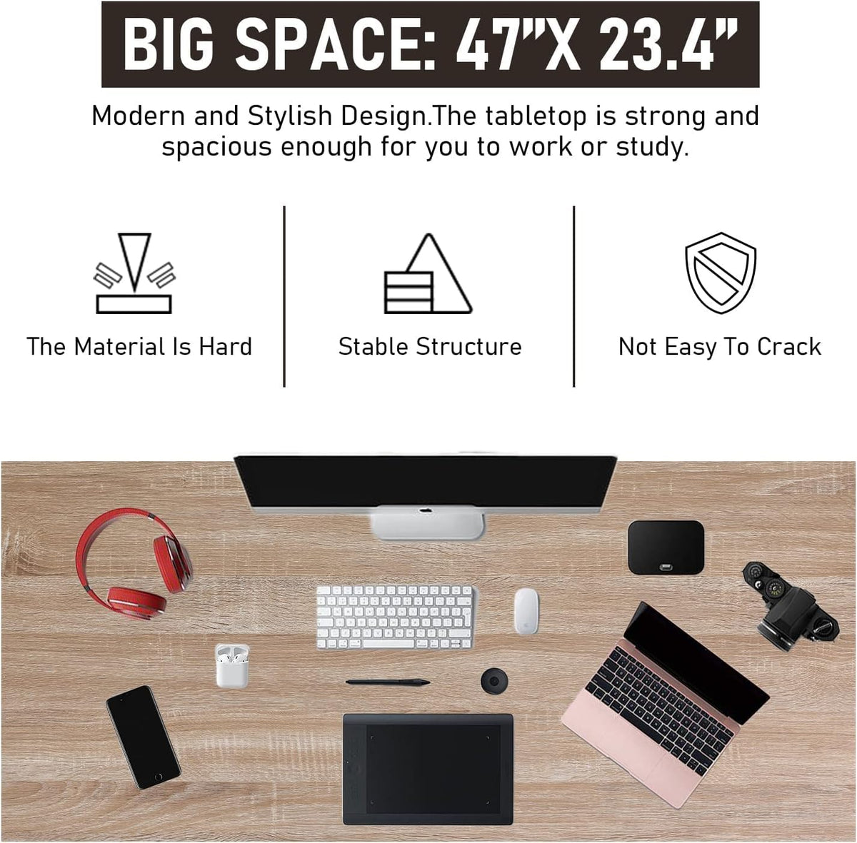 Black Wood and Metal Computer Desk Q89084